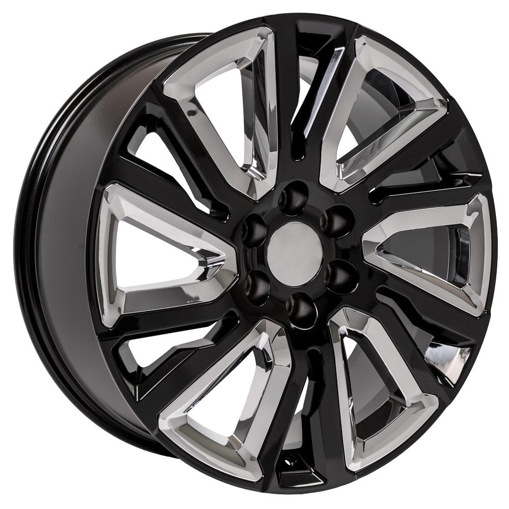 22" Replica CV39 fits GMC Sierra Black and Chrome