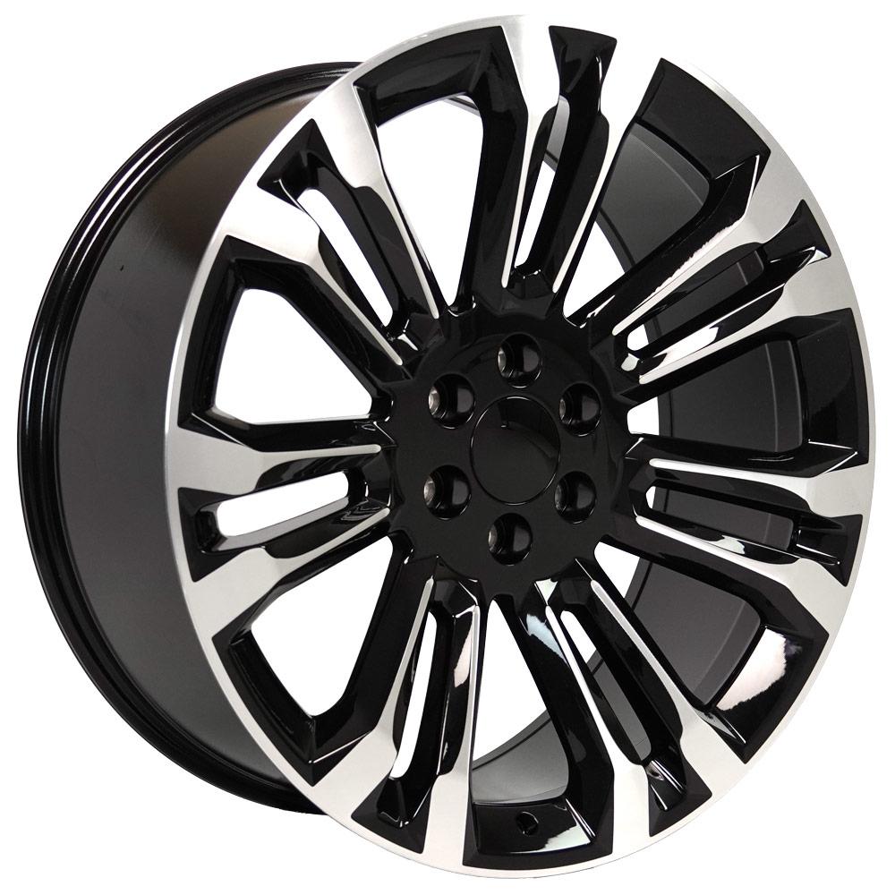 24" Replica CV43 fits Chevrolet Silverado 1500 Black Machined