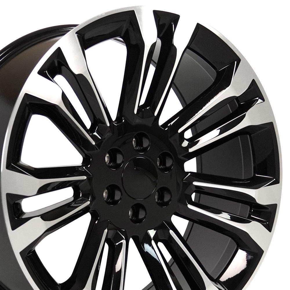 24" Replica CV43 fits Chevrolet Silverado 1500 Black Machined