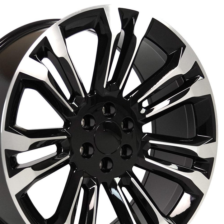24" Replica CV43 fits Chevrolet Silverado 1500 Black Machined