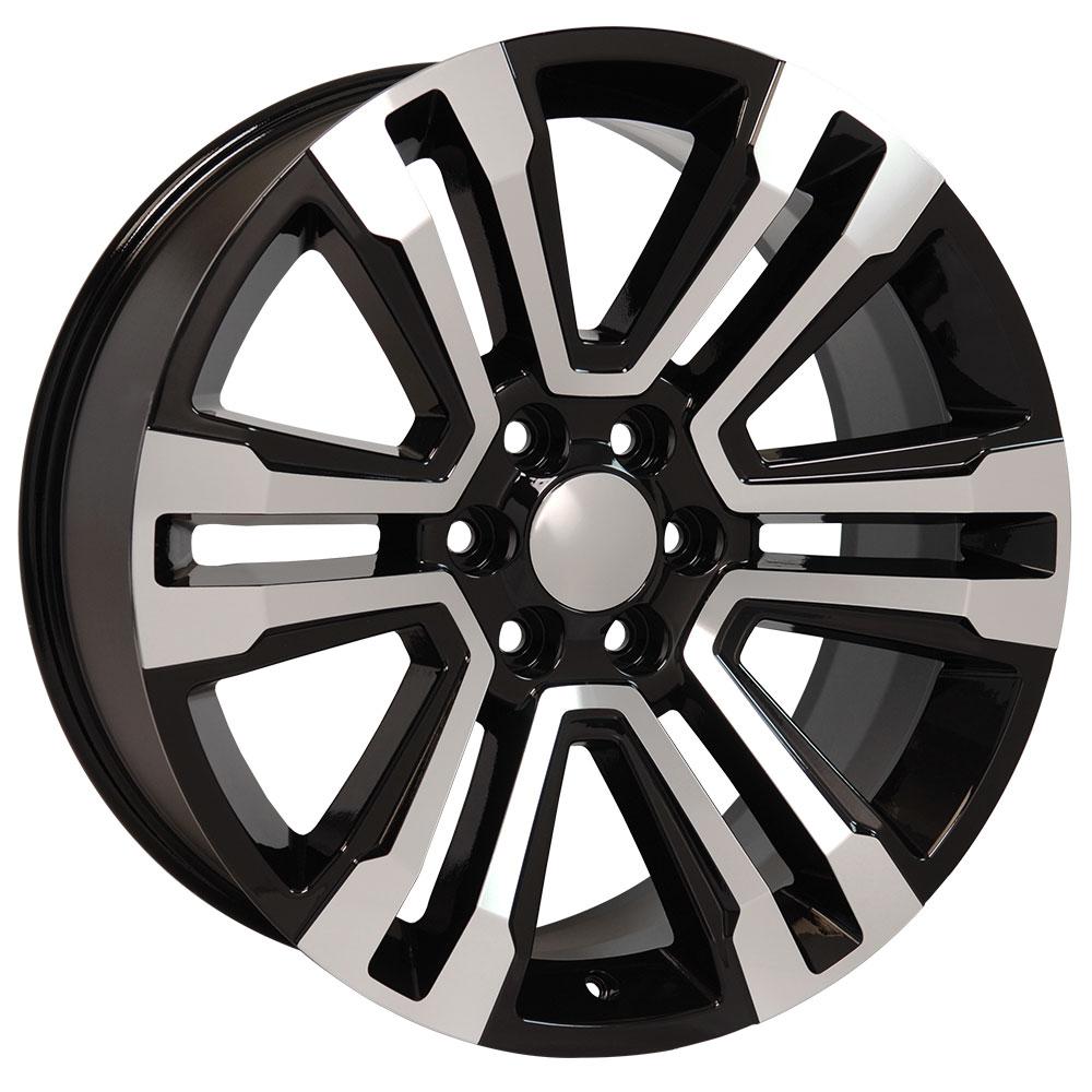22" Replica CV44 fits GMC Yukon Black Mach'd
