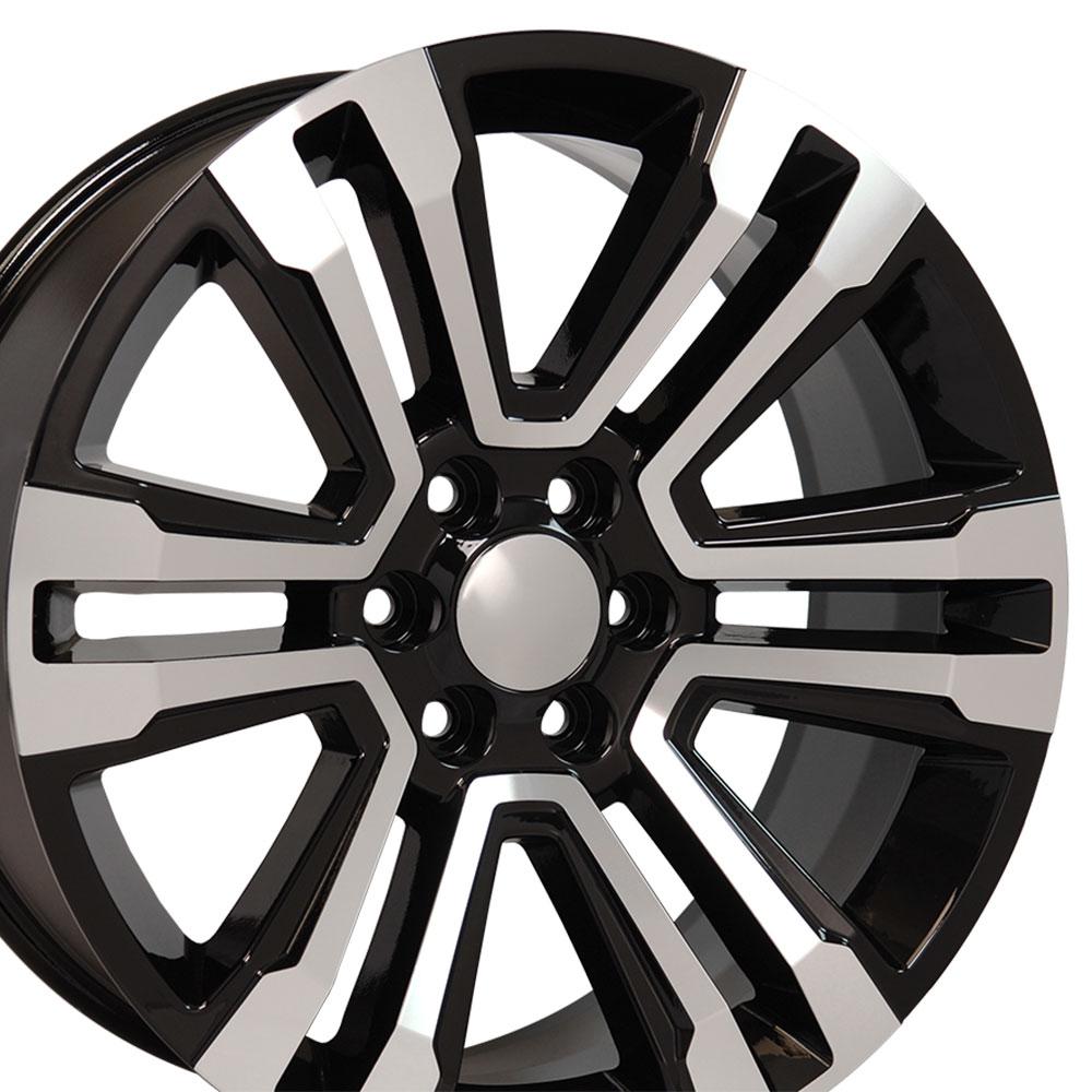 22" Replica CV44 fits GMC Yukon Black Mach'd