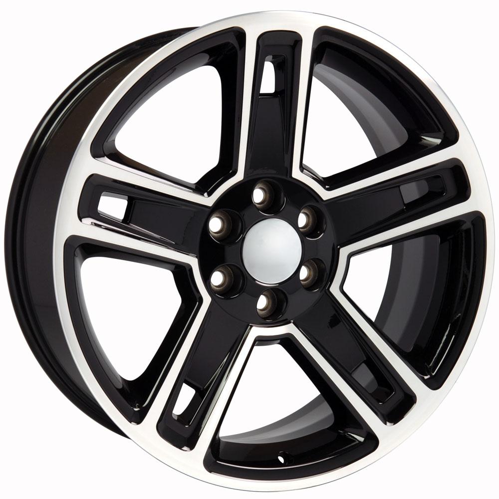 22" Replica CV74B fits Chevrolet Silverado Black Mach'd