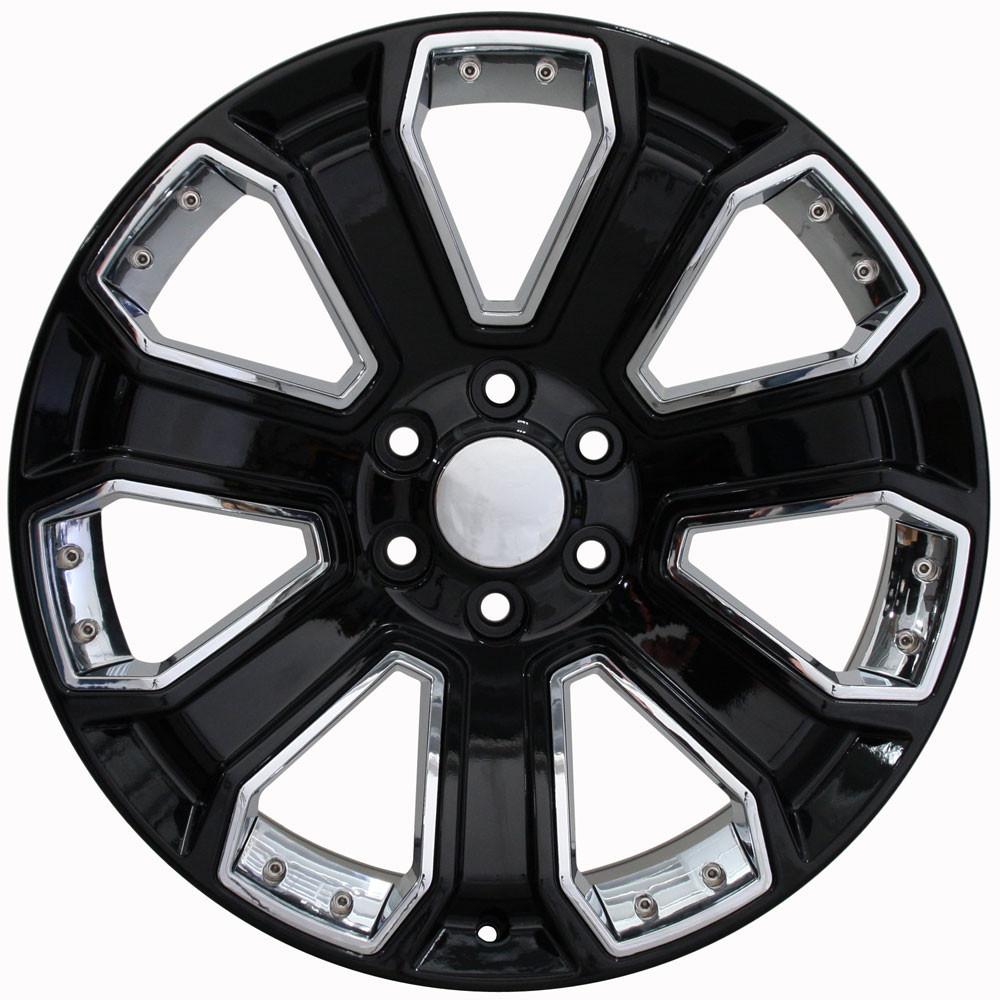 22" Replica CV93B fits Chevy Silverado Black with Chrome