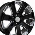 22" Replica CV93B fits Chevy Silverado Black with Chrome