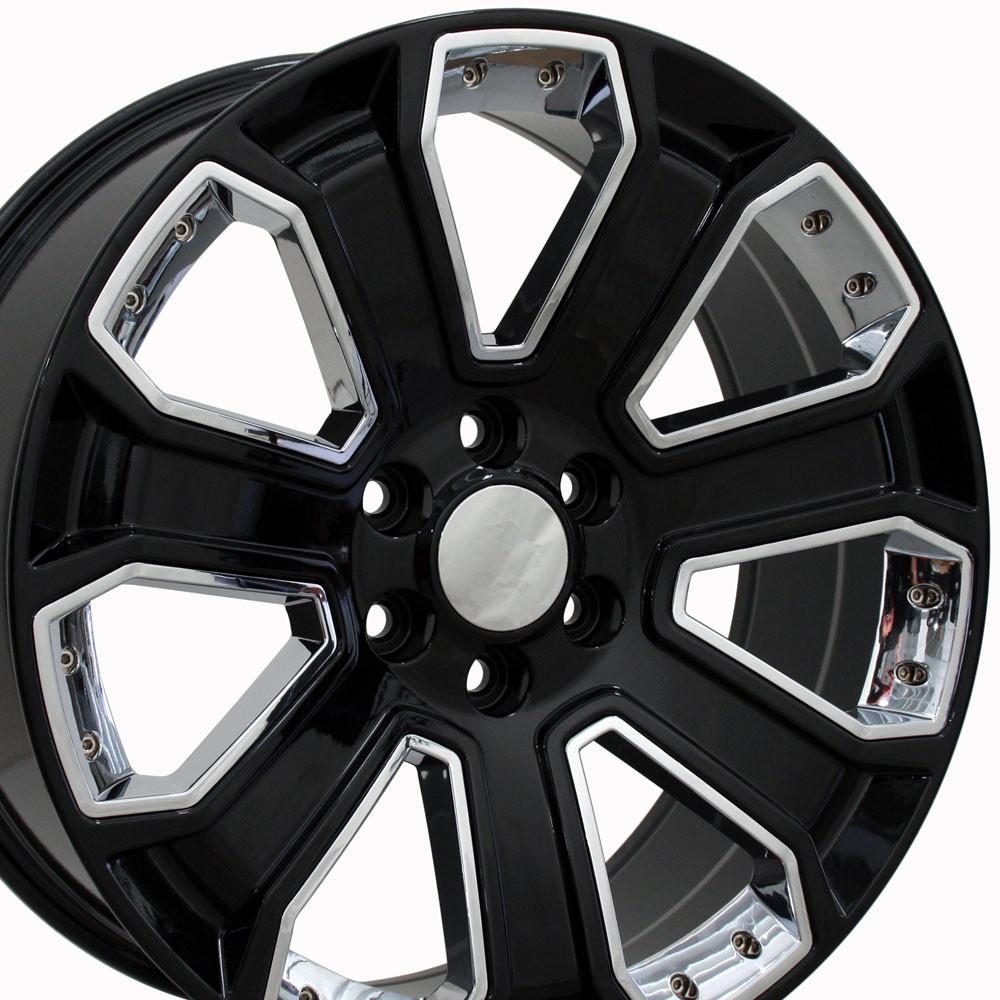 22" Replica CV93B fits Chevy Silverado Black with Chrome