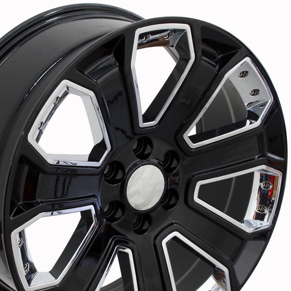 22" Replica CV93B fits Chevy Silverado Black with Chrome