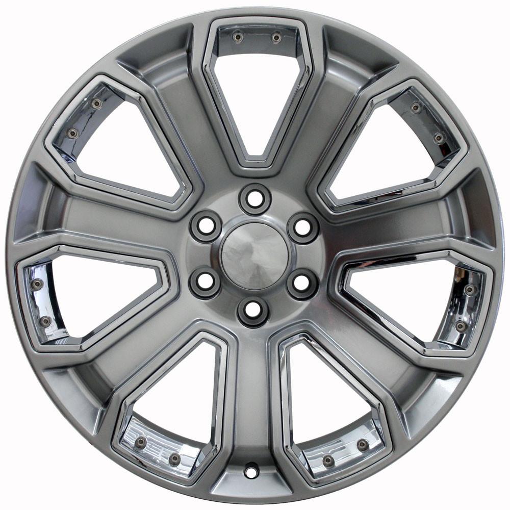 22" Replica CV93B fits Chevy Silverado Hyper Black with Chrome Insert