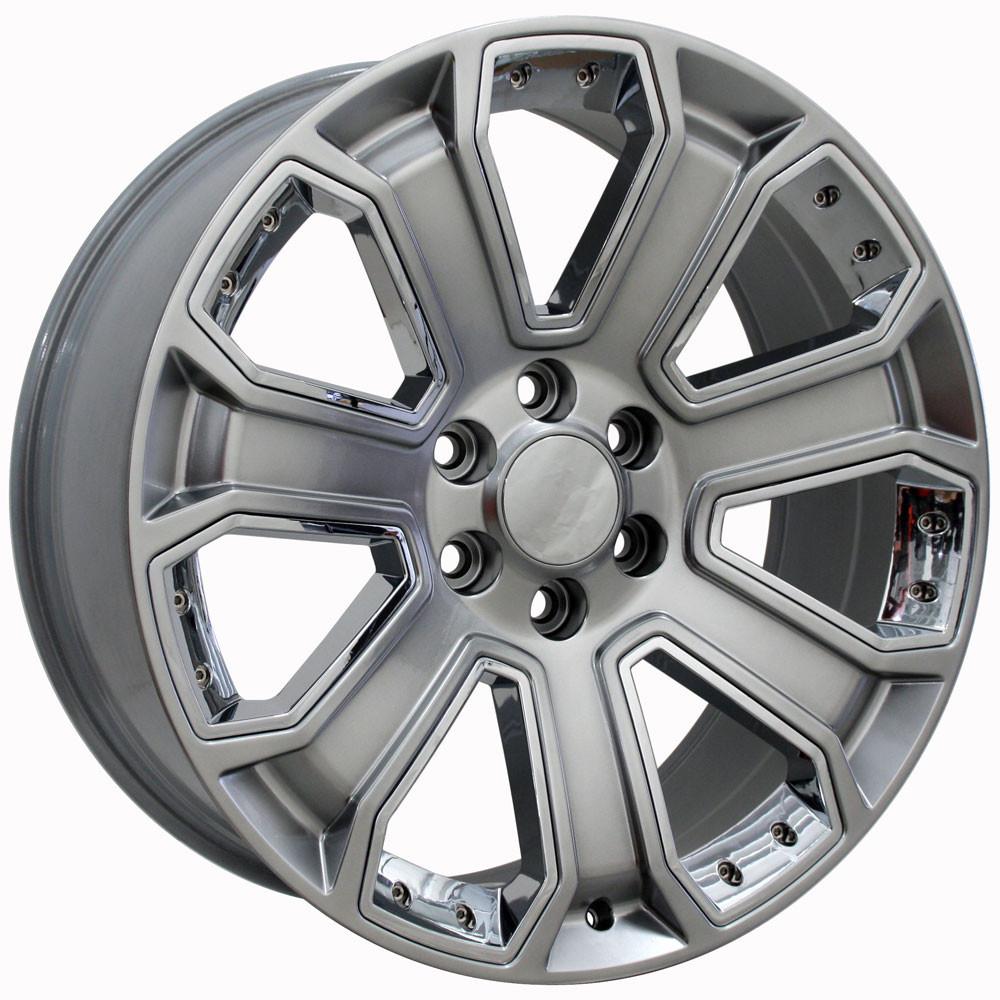22" Replica CV93B fits Chevy Silverado Hyper Black with Chrome Insert