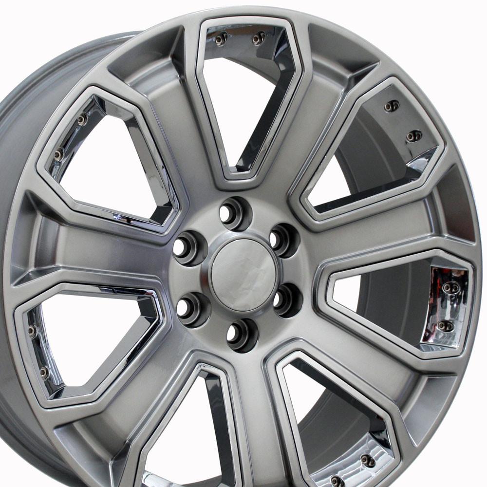 22" Replica CV93B fits Chevy Silverado Hyper Black with Chrome Insert