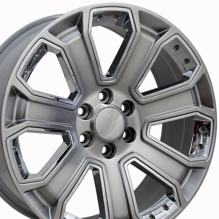 22" Replica CV93B fits Chevy Silverado Hyper Black with Chrome Insert