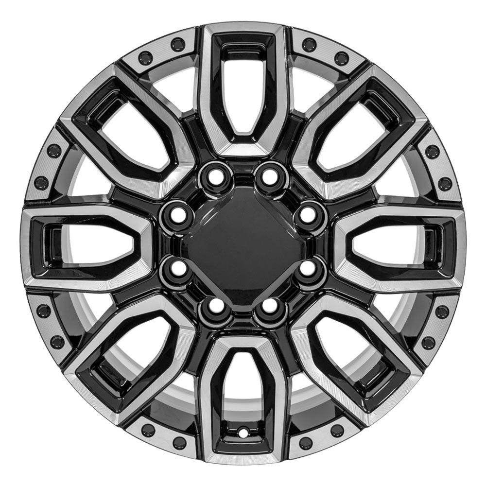 20" Replica CV97A fits GMC Sierra 2500/3500 Black with Milled Edge