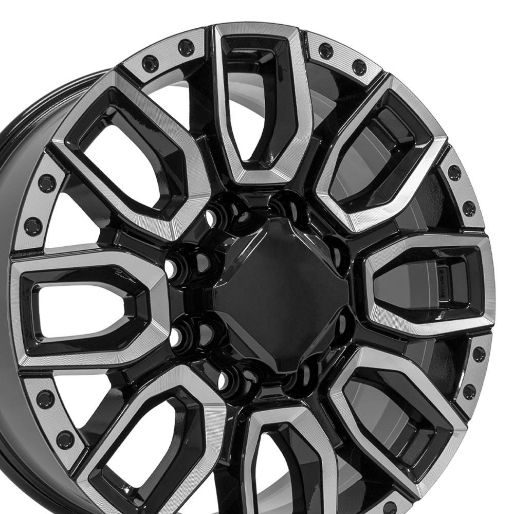 20" Replica CV97A fits GMC Sierra 2500/3500 Black with Milled Edge