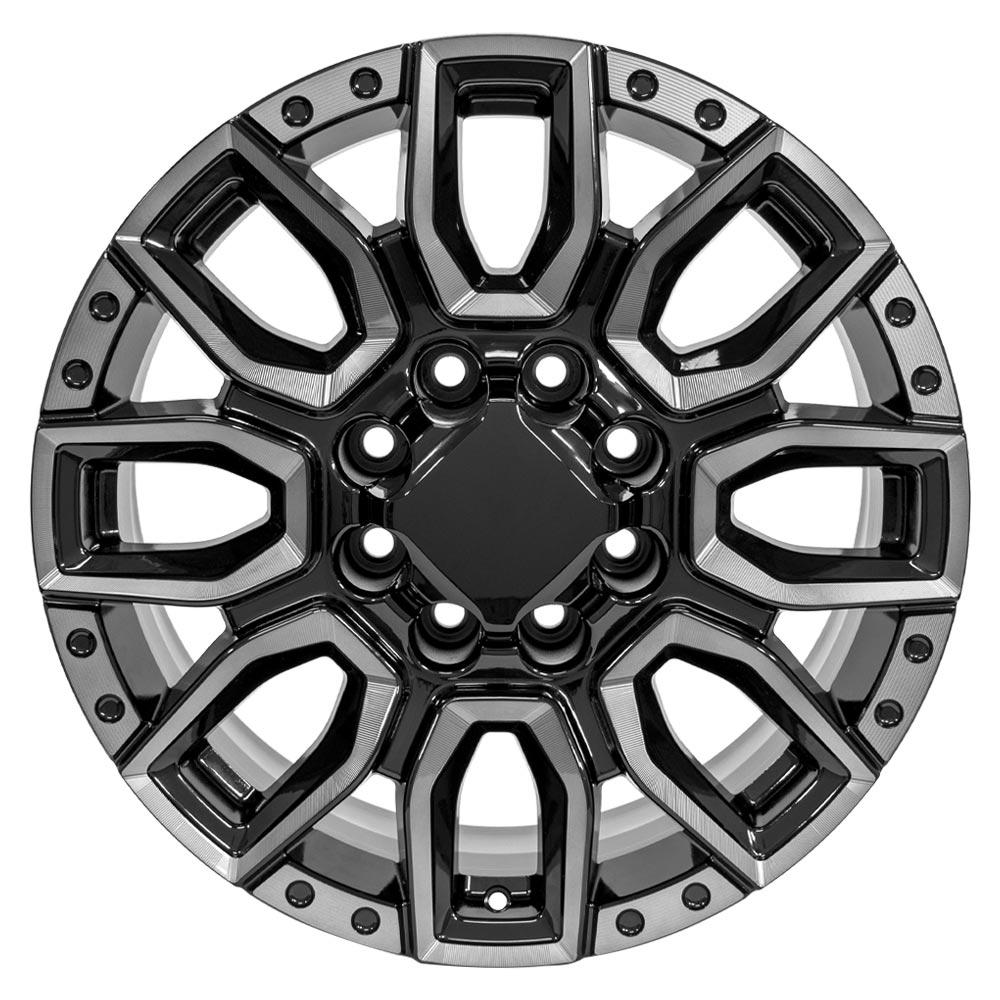 20" Replica CV97A fits GMC Sierra 2500/3500 Black Milled Edge with Tinted Clear