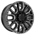 20" Replica CV97A fits GMC Sierra 2500/3500 Black Milled Edge with Tinted Clear