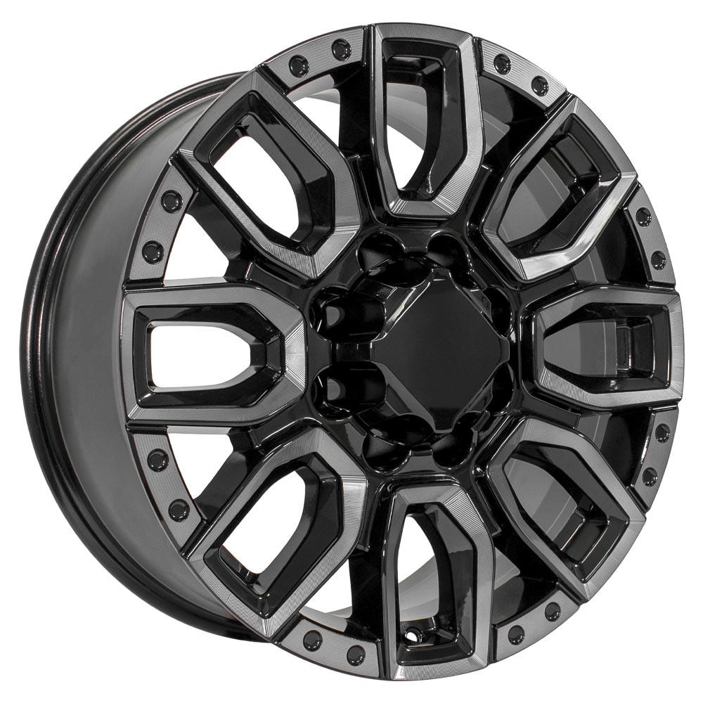 20" Replica CV97A fits GMC Sierra 2500/3500 Black Milled Edge with Tinted Clear