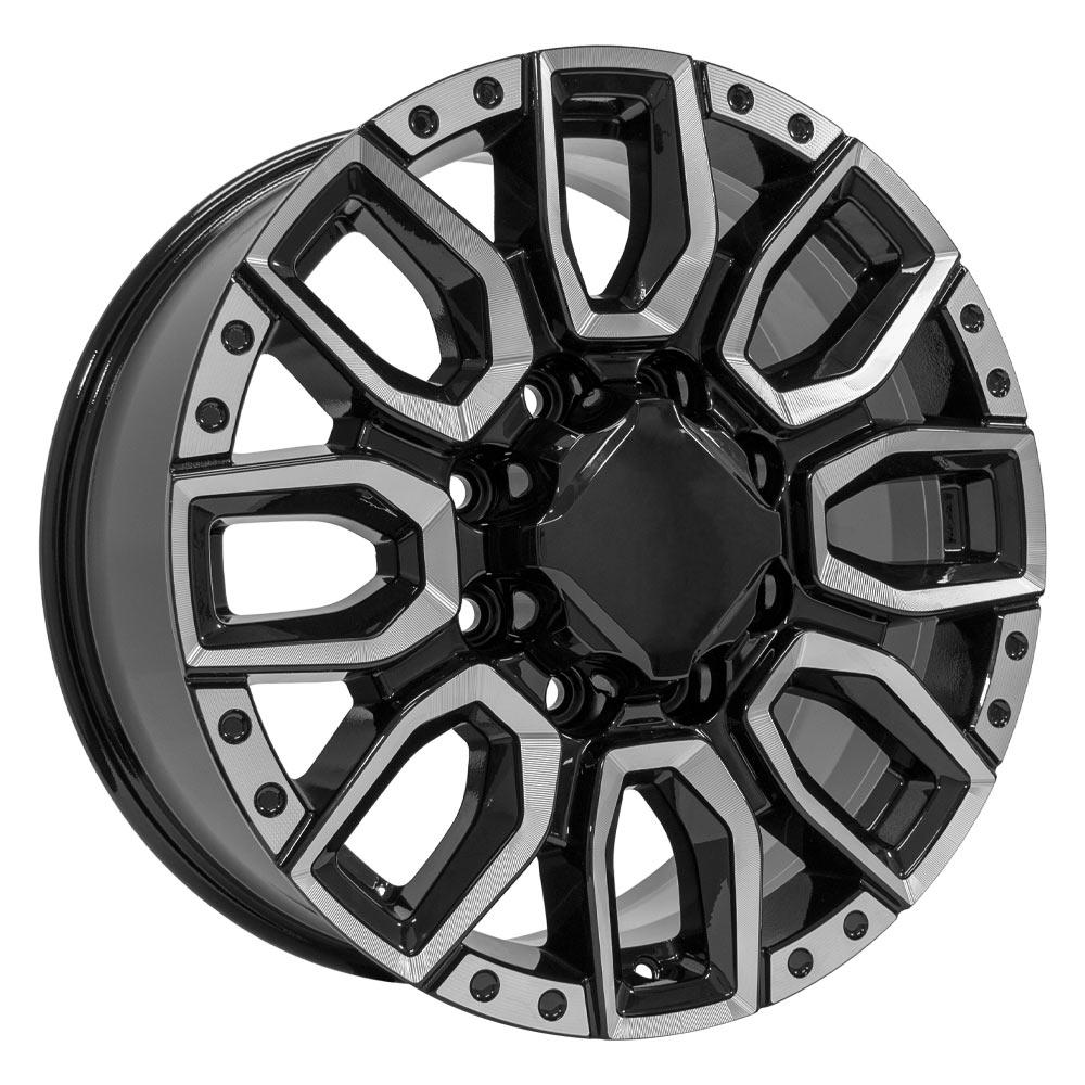 20" Replica CV97B fits GMC Sierra 2500/3500 Black with Milled Edge