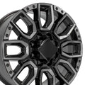 20" Replica CV97B fits GMC Sierra 2500/3500 Black Milled Edge with Tinted Clear