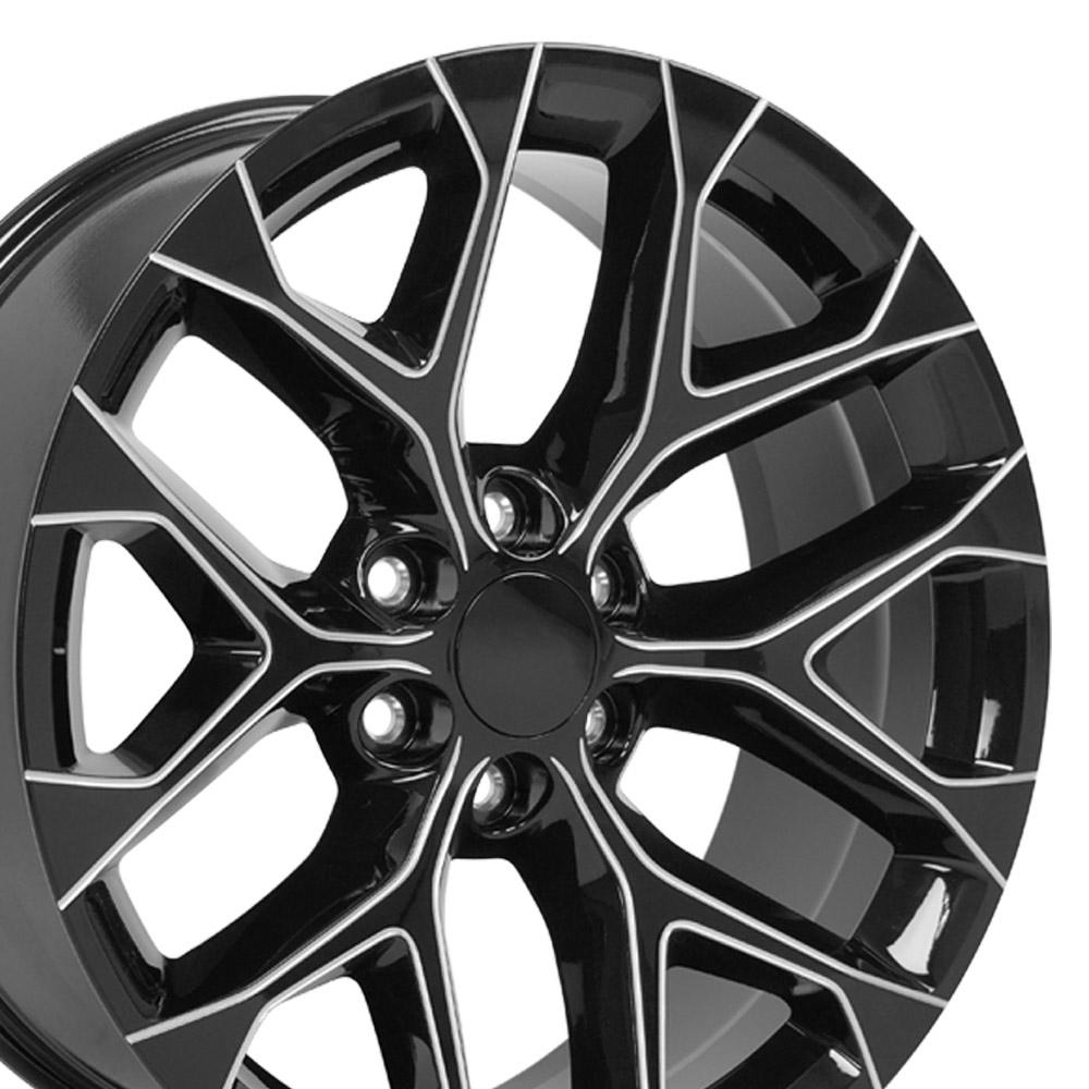 22" Replica CV98B fits Chevy Silverado Black with Milled Edge