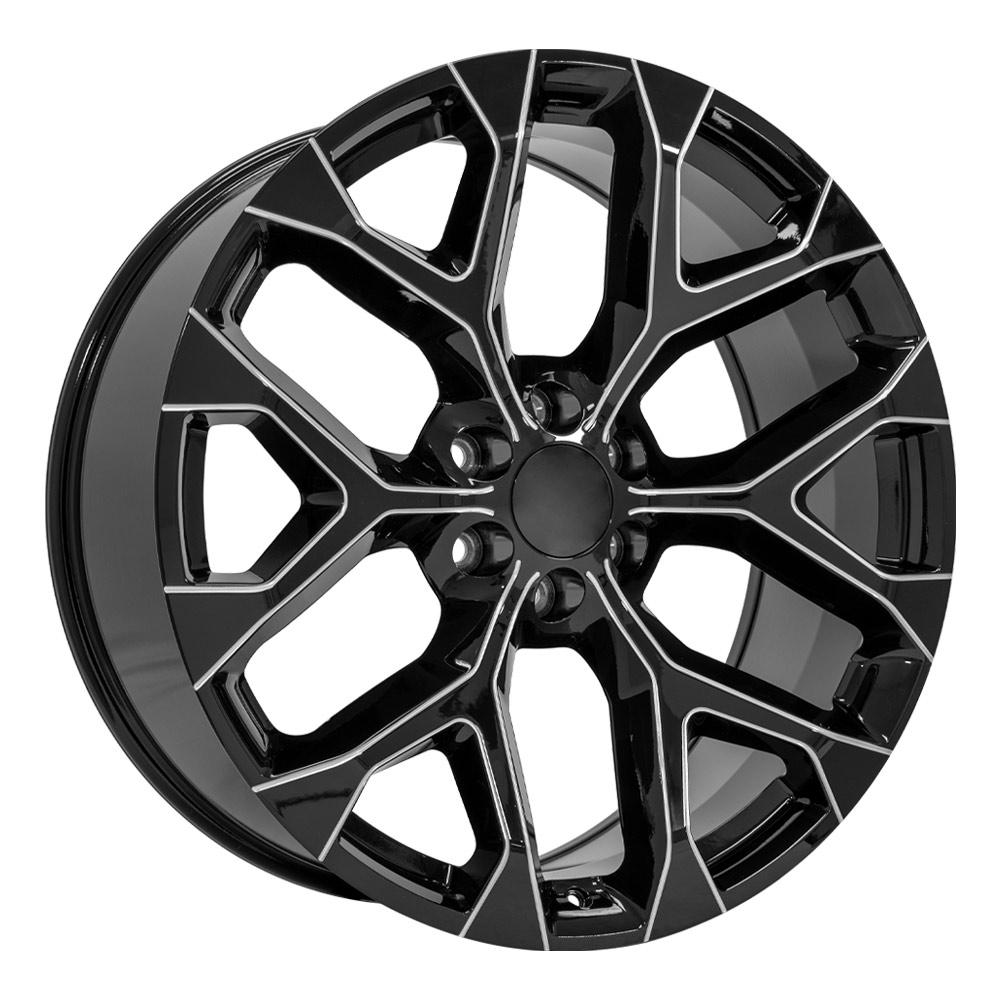 24" Replica CV98B fits Chevy Silverado Black with Milled Edge