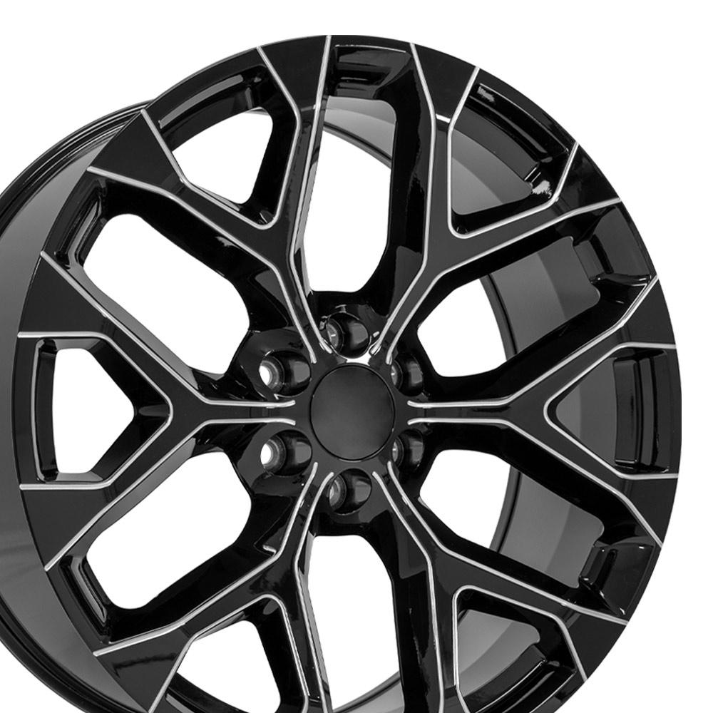 24" Replica CV98B fits Chevy Silverado Black with Milled Edge