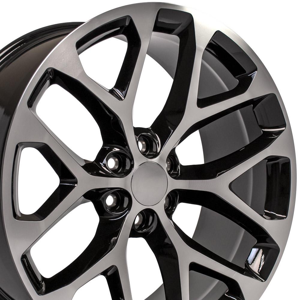 24" Replica Wheel fits Chevy Silverado - CV98B Black Machined