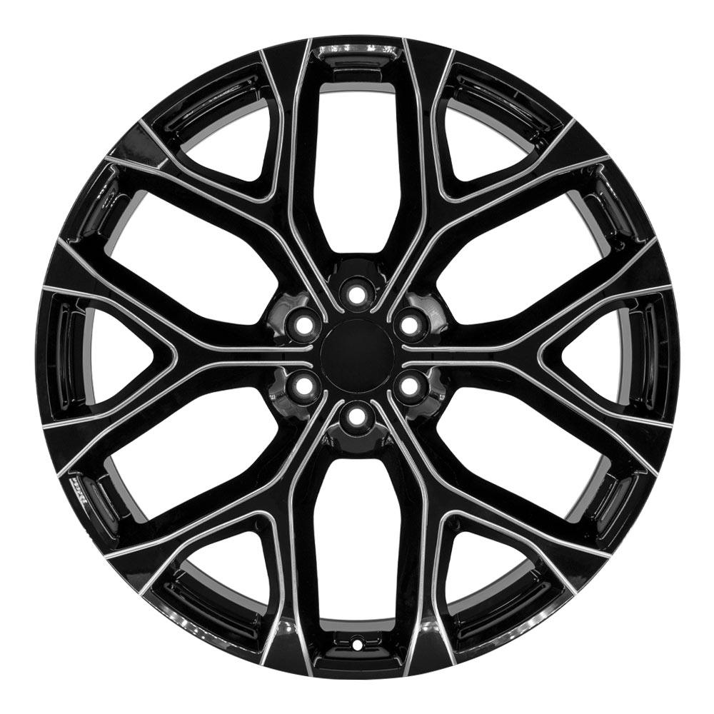 26" Replica Wheel fits Chevrolet Silverado 1500 - CV98B Black with Milled Edge