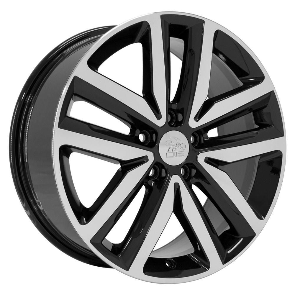18" Replica Wheel VW27 Fits Volkswagen Jetta Rim Black Mach'd Wheel