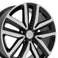 18" Replica Wheel VW27 Fits Volkswagen Jetta Rim Black Mach'd Wheel