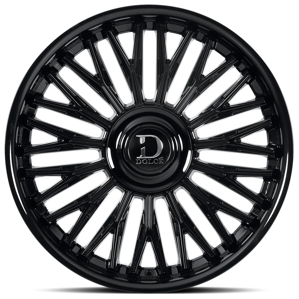 24" Dolce Luxury Wheels Lusso Gloss Black Floating Cap Rims