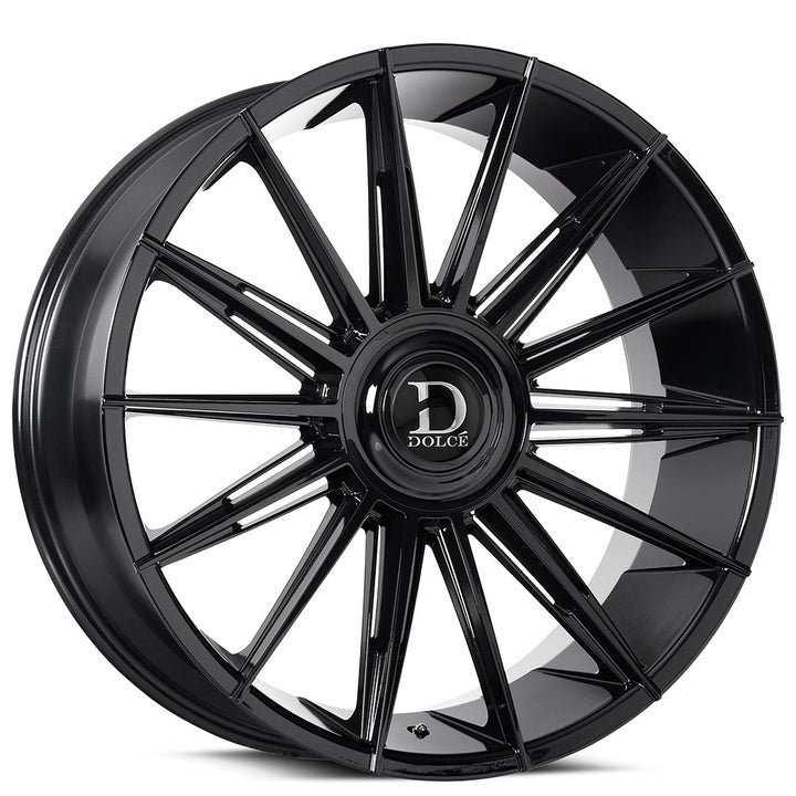24" Dolce Luxury Wheels Mirelli Gloss Black Floating Cap Rims