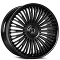 24" Dolce Luxury Wheels Razzo Matte Black Face with Gloss Black Lip Floating Cap Rims