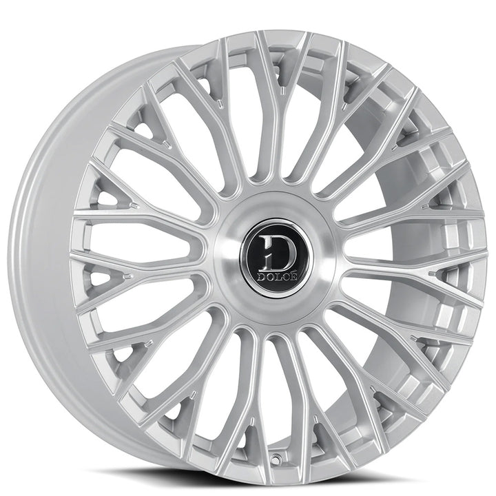 22" Dolce Luxury Wheels Roma Gloss Silver with Brushed Face Floating Cap Rims