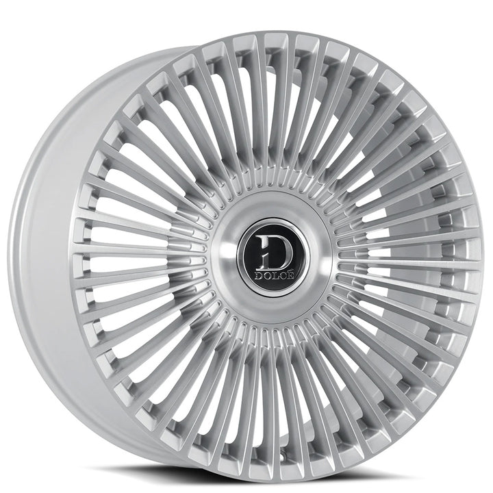 22" Dolce Luxury Wheels Trento Gloss Silver with Brushed Face Floating Cap Rims