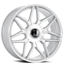 22" Dolce Luxury Wheels Verona Gloss Silver with Brushed Face Floating Cap Rims