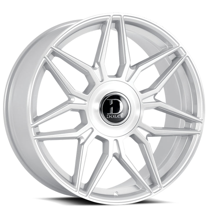 22" Dolce Luxury Wheels Verona Gloss Silver with Brushed Face Floating Cap Rims