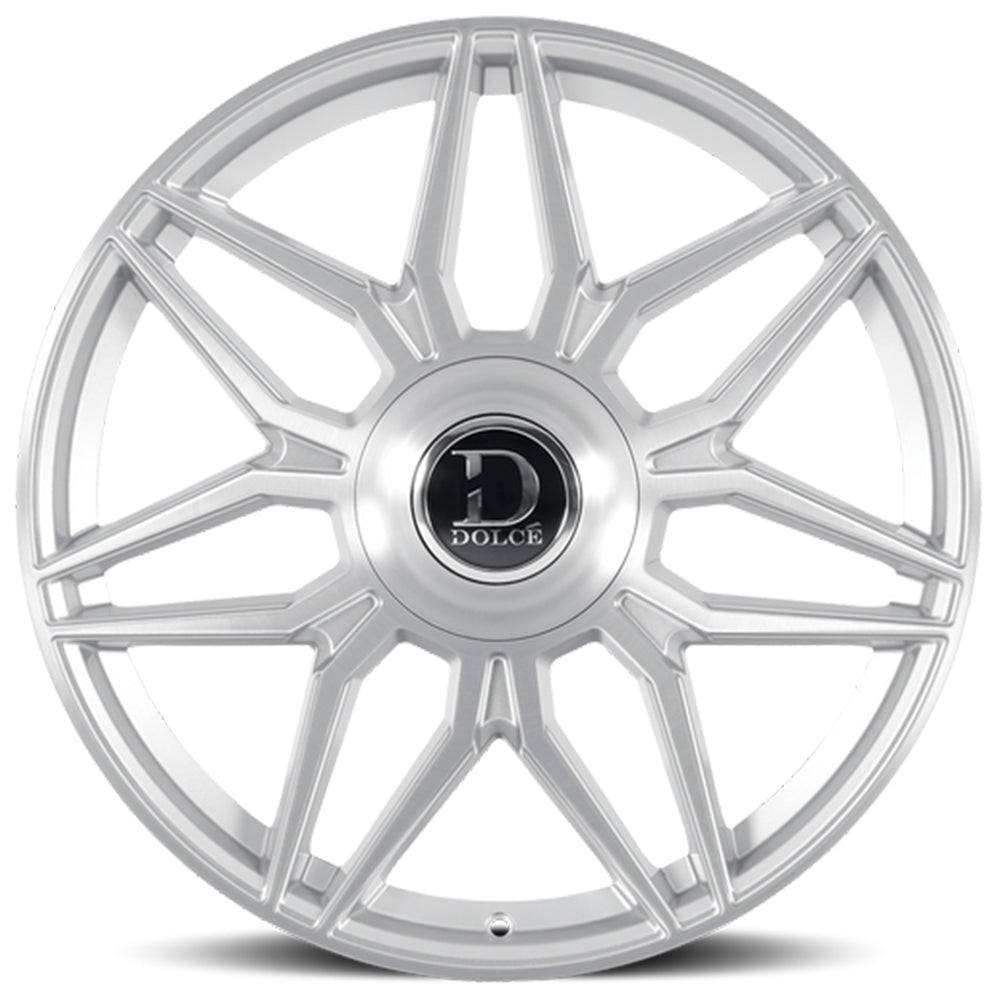 22" Dolce Luxury Wheels Verona Gloss Silver with Brushed Face Floating Cap Rims
