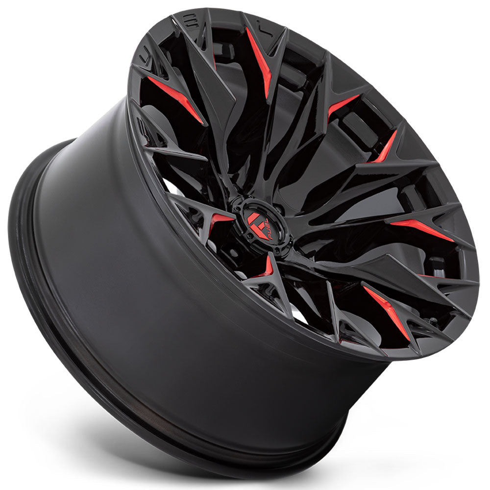 20" Fuel Wheels D823 Flame 6 Gloss Black with Red Milled Off-Road Rims