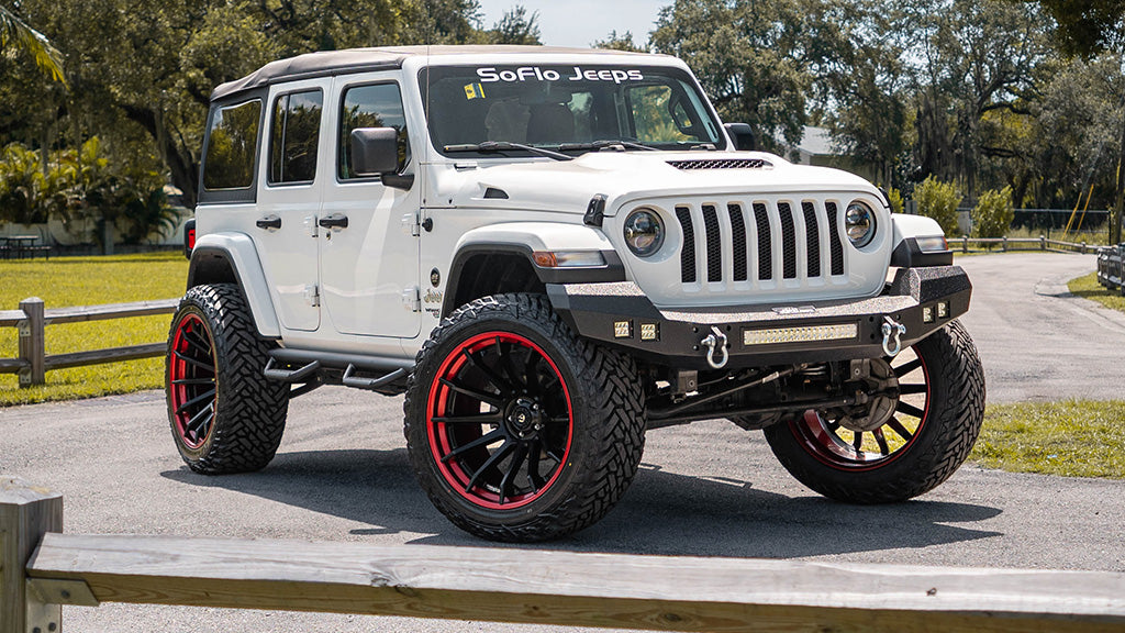 22" Fuel Wheels FC403 Burn Matte Black with Candy Red Lip Off-Road Fusion Forged Rims
