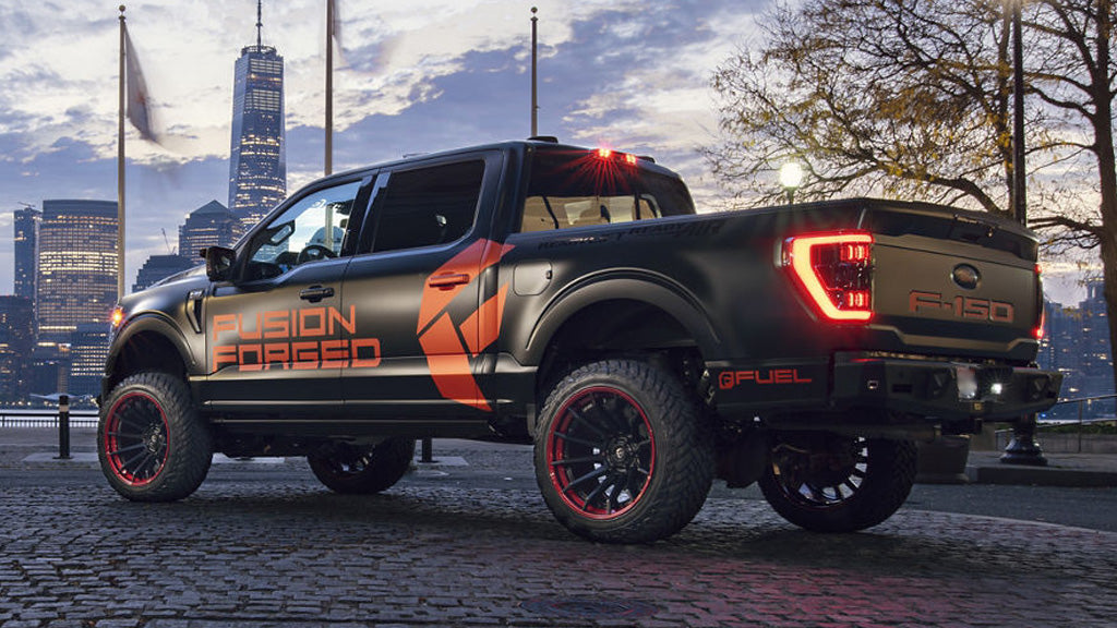 22" Fuel Wheels FC403 Burn Matte Black with Candy Red Lip Off-Road Fusion Forged Rims