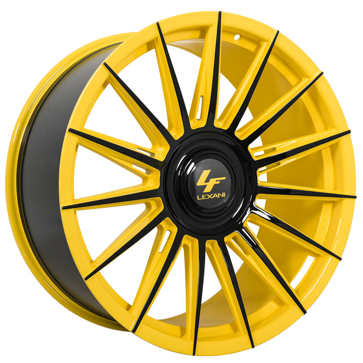 24" Lexani Wheels Lotus-XL Custom Yellow with Gloss Black Accents Rims