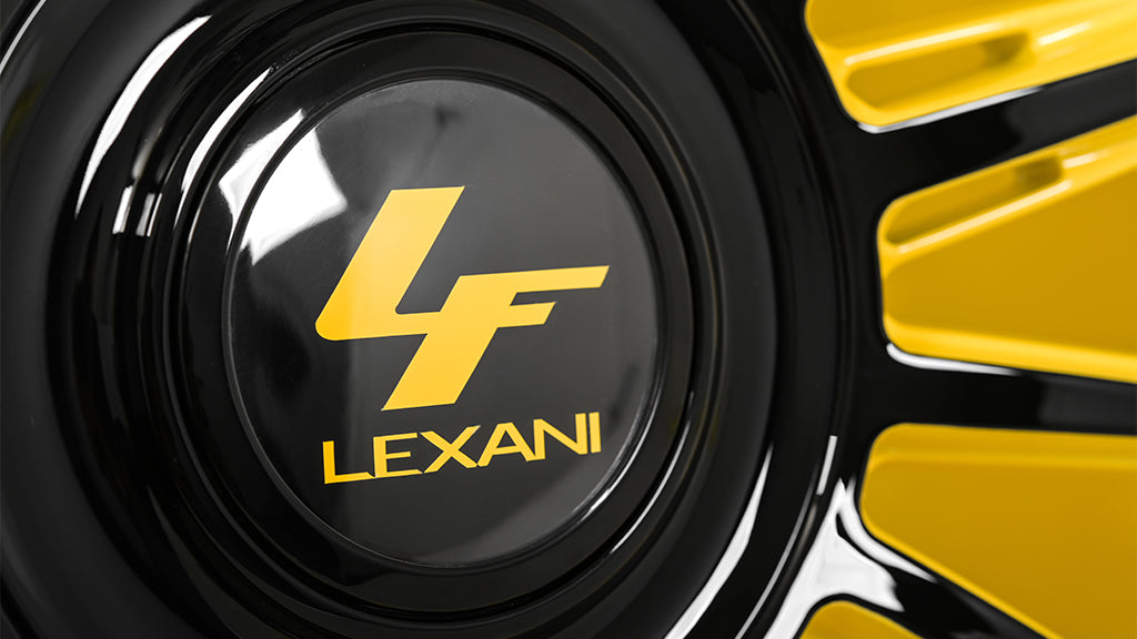 24" Lexani Wheels Lotus-XL Custom Yellow with Gloss Black Accents Rims
