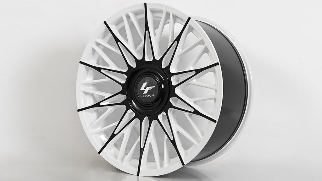 20" Lexani Wheels Newport-XL Custom White with Gloss Black Accents Rims
