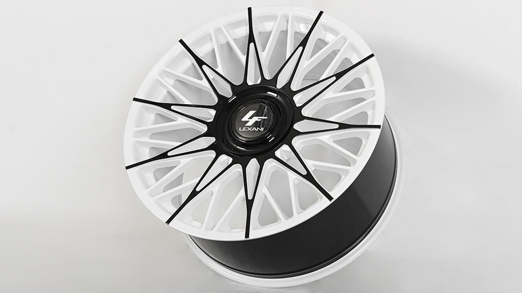 20" Lexani Wheels Newport-XL Custom White with Gloss Black Accents Rims